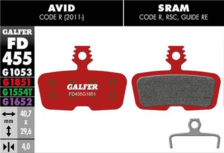 PASTILLAS FRENO BICICLETA GALFER ADVANCED AVID CODE R (11-)